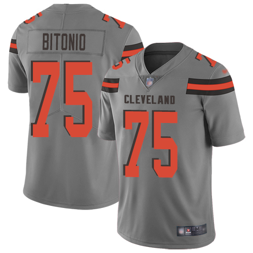 Cleveland Browns Joel Bitonio Men Gray Limited Jersey #75 NFL Football Inverted Legend->cleveland browns->NFL Jersey